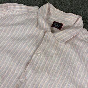UNTUCKit Shirt‎ Mens XL Pink Striped Linen Short Sleeve Button Up Casual Summer